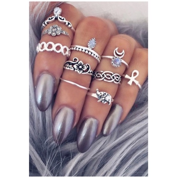 OD Jewelry - Women's Knuckle Rings Tribal Set of Ten